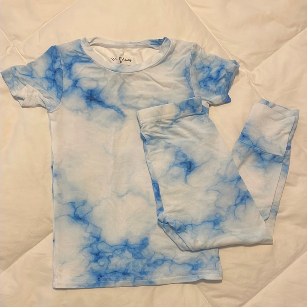 Lev Baby Blue Tie-Dye Pajamas 2T